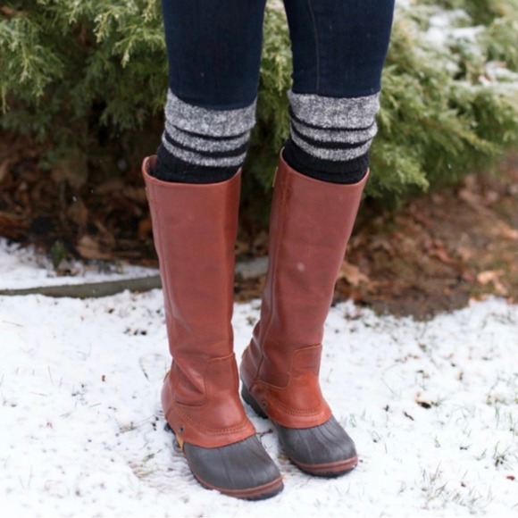 RARE Sorel Slimpack Tall Leather Riding Boots Winter Duck Boots, Nutmeg (Sz 9) - Picture 14 of 15